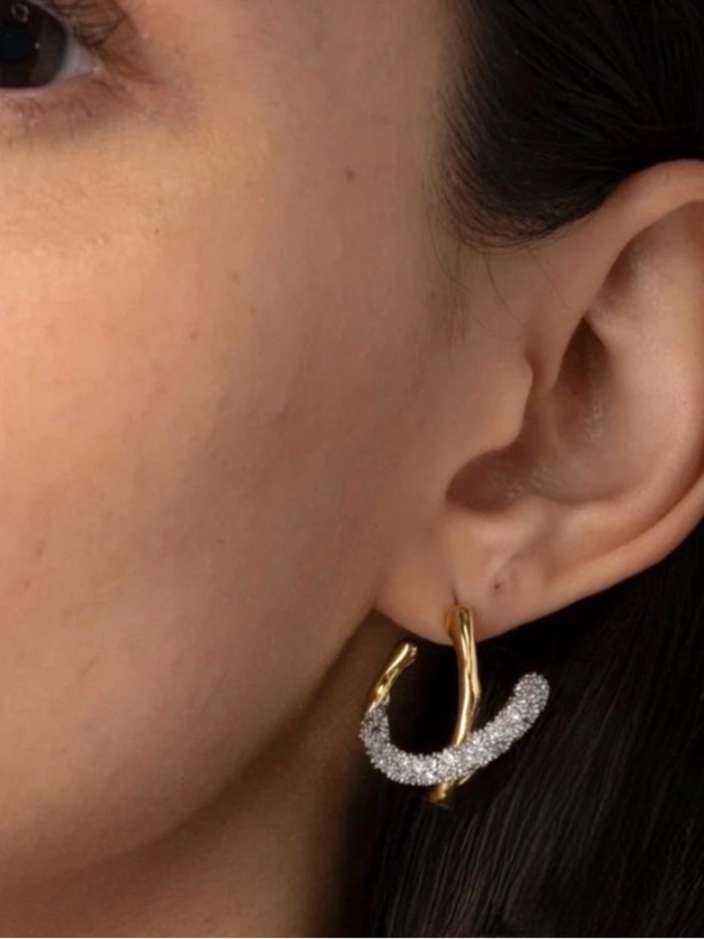 NEW Alexis Bittar Solanales Twisted Orbit Earrings Gold Clear JL01 AU